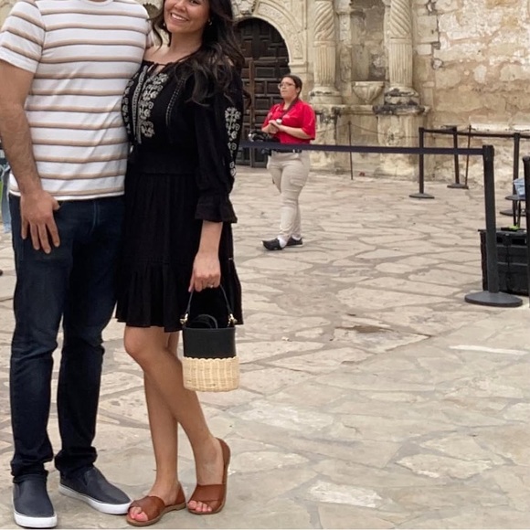 Vici Black and White Embroidered Off-Shoulder Dress - Picture 2 of 2